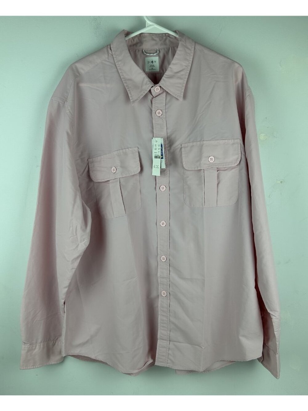 J Crew Sun Shirt Pink UPF 50+ Men Xl Button Up Vented Fishing Hiking Safari